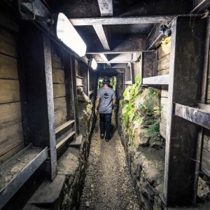 Jerusalem - October 04, 2018: Travelers in the tunnels of the An